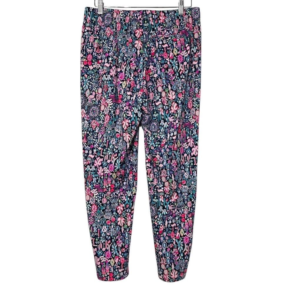 Lilly Pulitzer Emora Coastal Knit Pant Pink Navy Jewel Floral *See Measurments - Picture 4 of 5